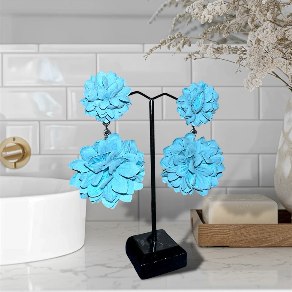 Blue pierce through earrings